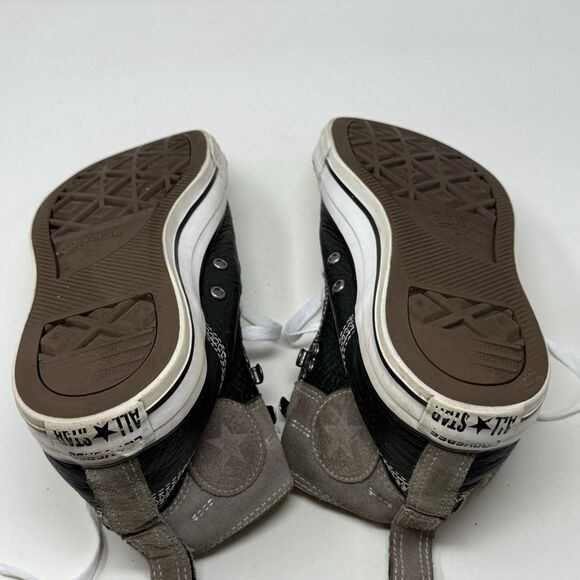 Converse All Star Hiker Shoes Mens 9.5 Black Gray Leather Suede Mid Top Sneaker - Picture 16 of 16